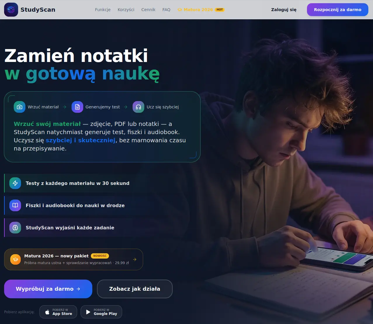 Screenshot strony StudyScan